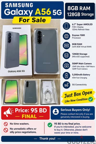 Samsung Galaxy A56 5G – 8GB RAM / 128GB Storage just unbox