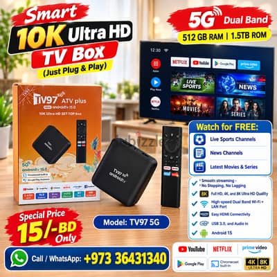 10K Smart TV Box 5G - Can Watch Free All News & Sports Channels Movies