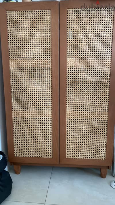 Storage unit, wooden cabinet style with rattan