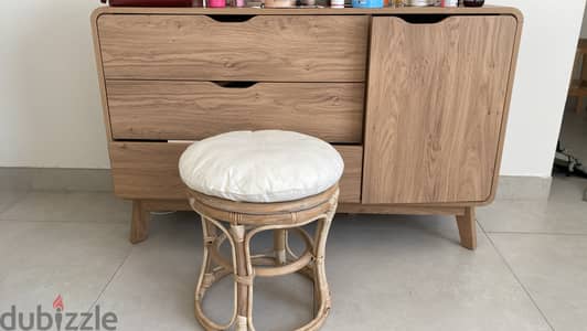 dresser with storage unit and chair