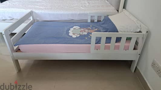 70x140 Toddler Bed White color + Royal Furniture foam Mattress