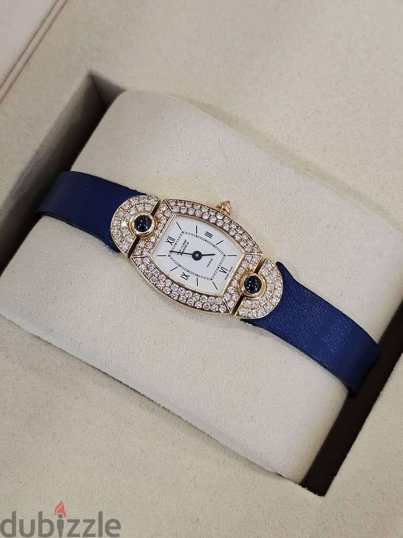 Van Cleef & Arpels Tonneu 18k & Gold Sapphire & Diamond  18x32mm 2