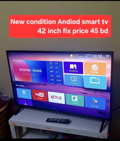 New condition 42 inch android smart tv with delivery near 45 bd Last