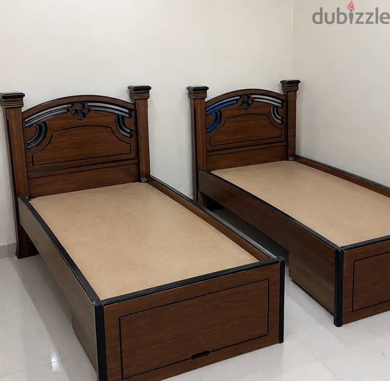 2 Wooden Single Beds 1