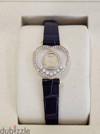 Chopard Happy Diamond 25mm 18k Gold Champagne Dial Floating Diamonds