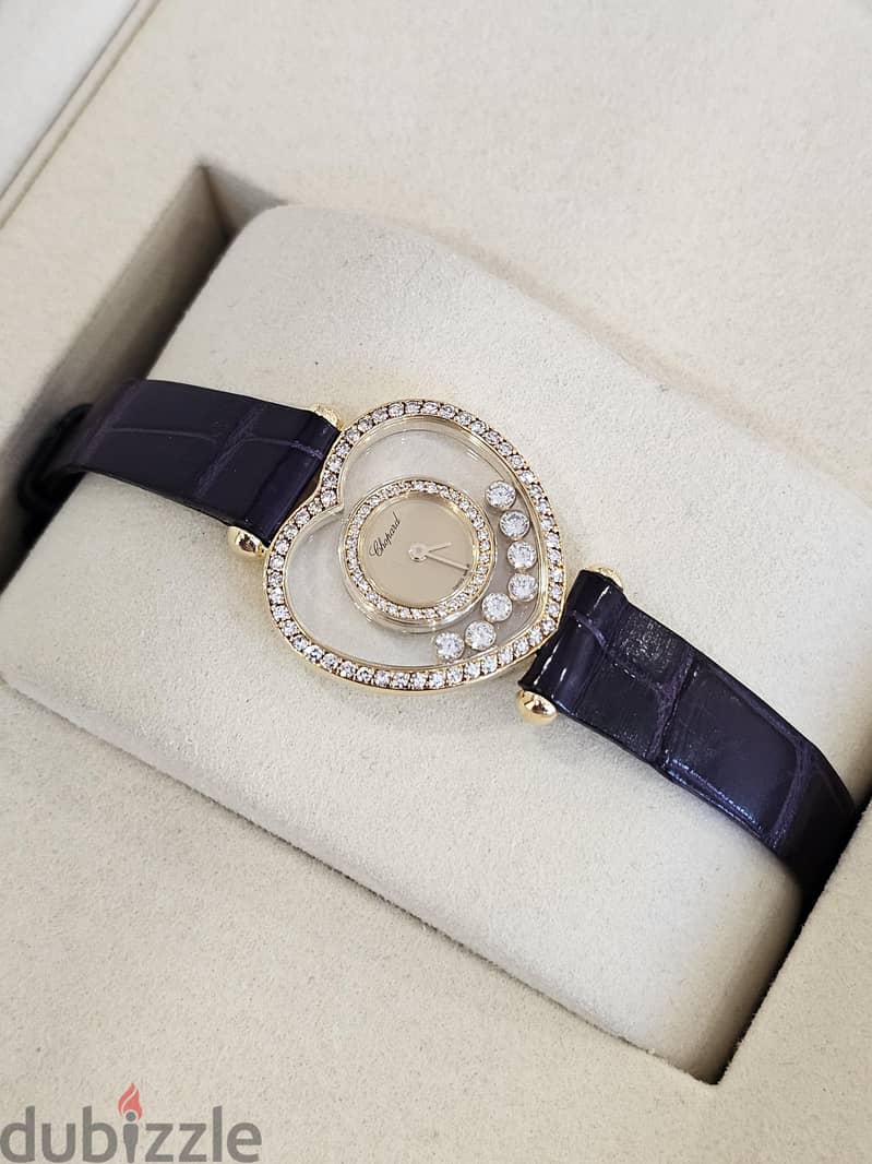 Chopard Happy Diamond 25mm 18k Gold Champagne Dial Floating Diamonds 2