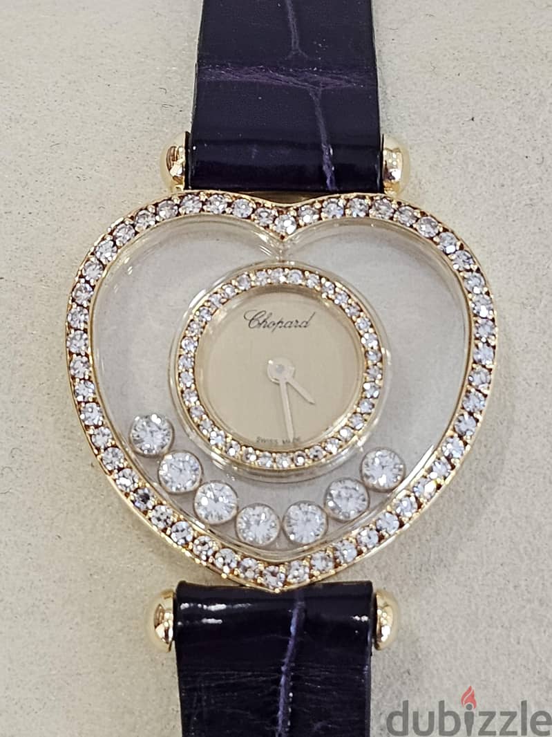 Chopard Happy Diamond 25mm 18k Gold Champagne Dial Floating Diamonds 3
