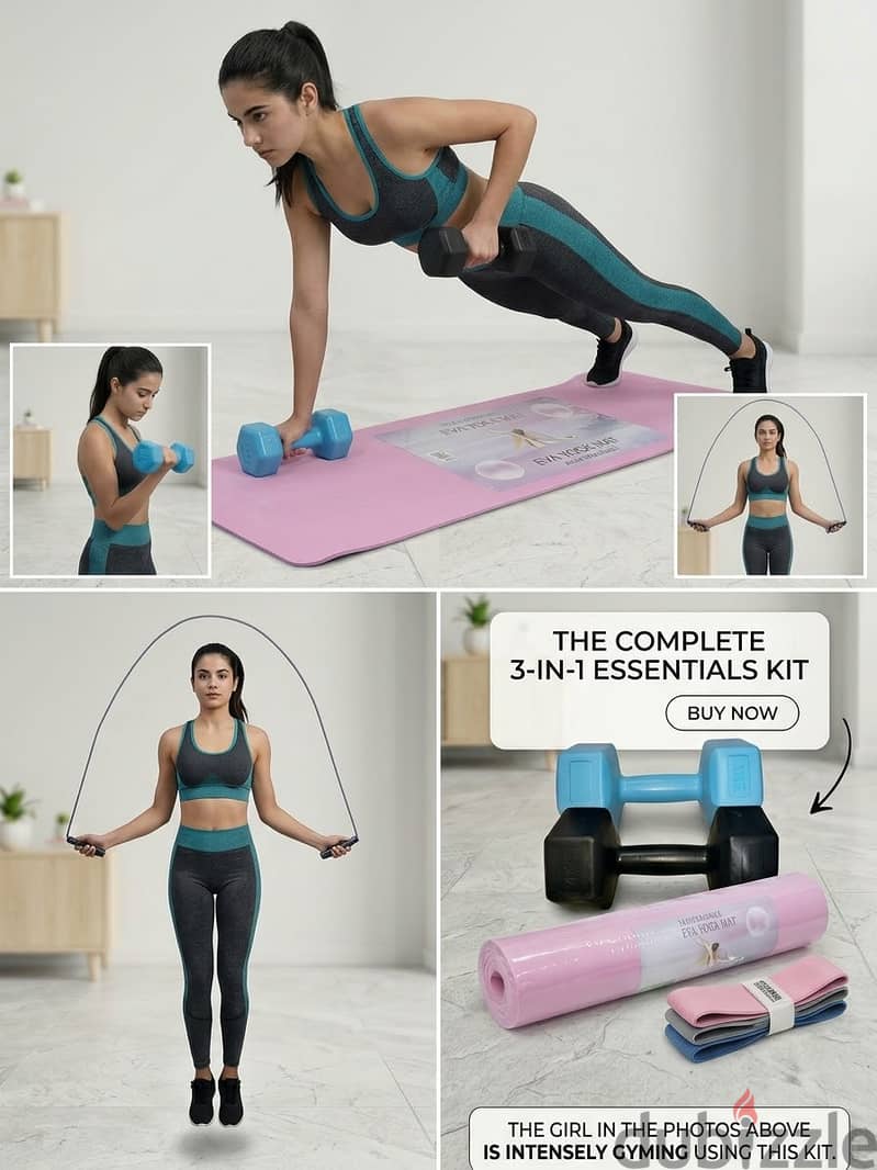 Dumbbells Yoga Mat And jumping Rope (Set) 2