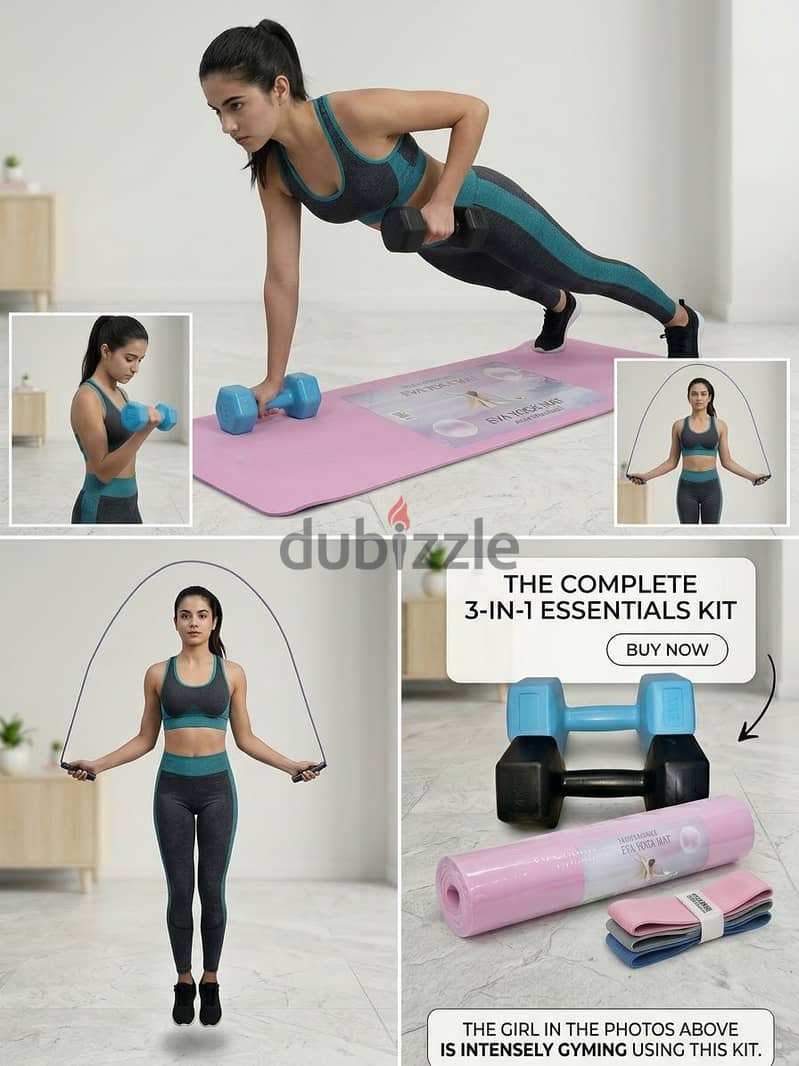 Dumbbells Yoga Mat And jumping rope (SET) 2
