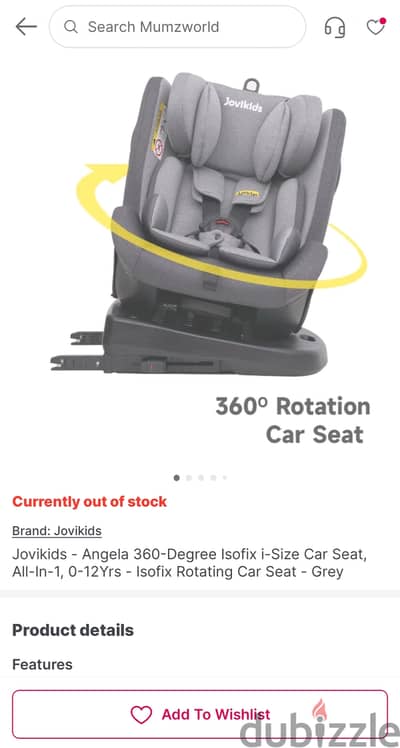 Brand: Jovikids - Angela 360-Degree Isofix i-Size Car Seat,Age:0-12yrs