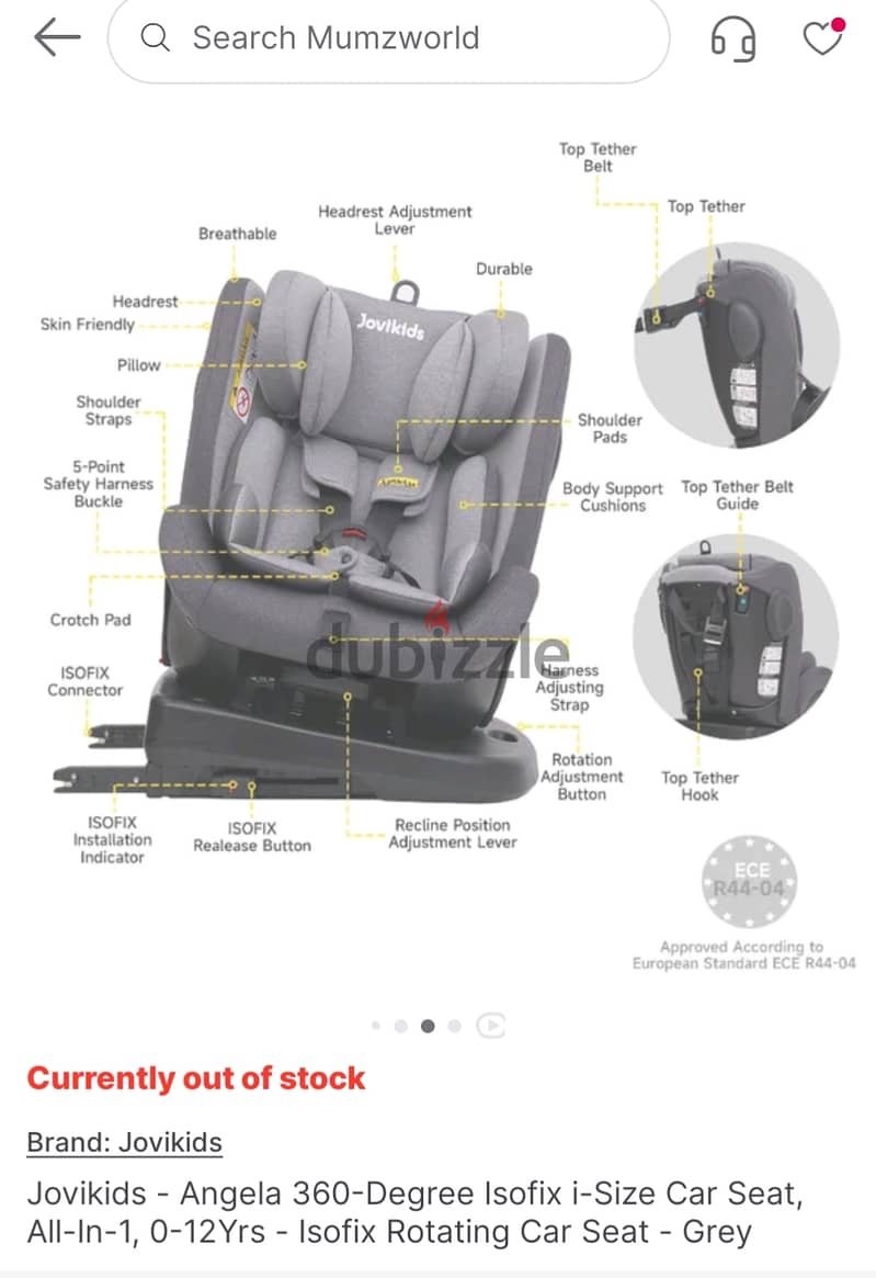 Brand: Jovikids - Angela 360-Degree Isofix i-Size Car Seat,Age:0-12yrs 5