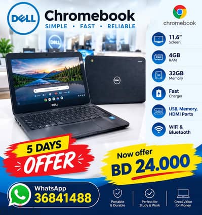 Dell Chromebook 11.6” - 4GB RAM 32GB Storage Fast Charger /36841488