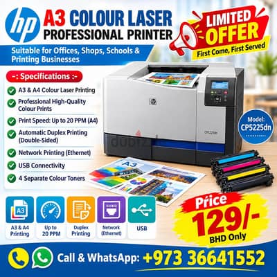 HP A3+A4 Color LaserJet Professional Printer - High Quality Printing