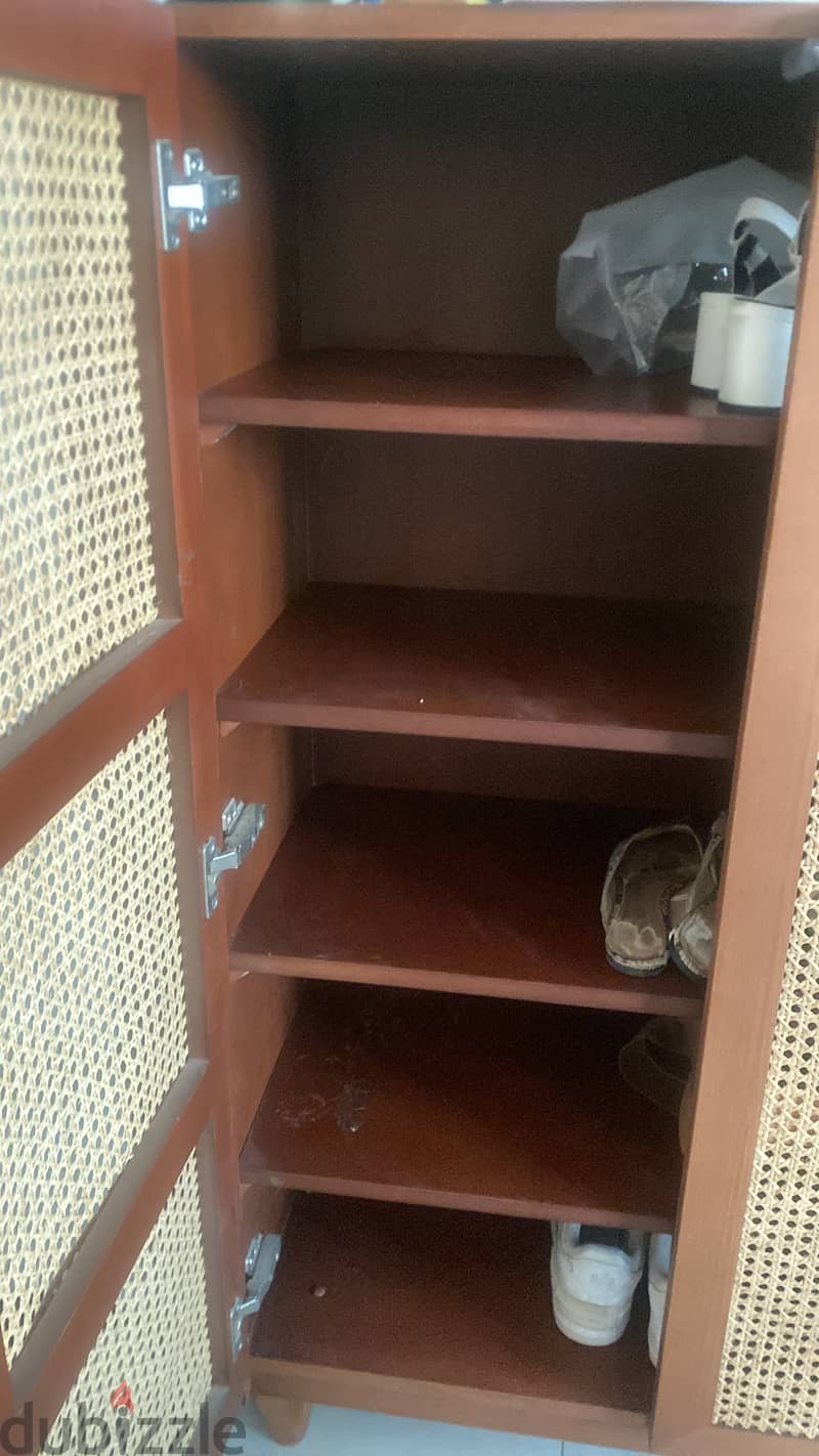 Storage unit, wooden cabinet style with rattan 1