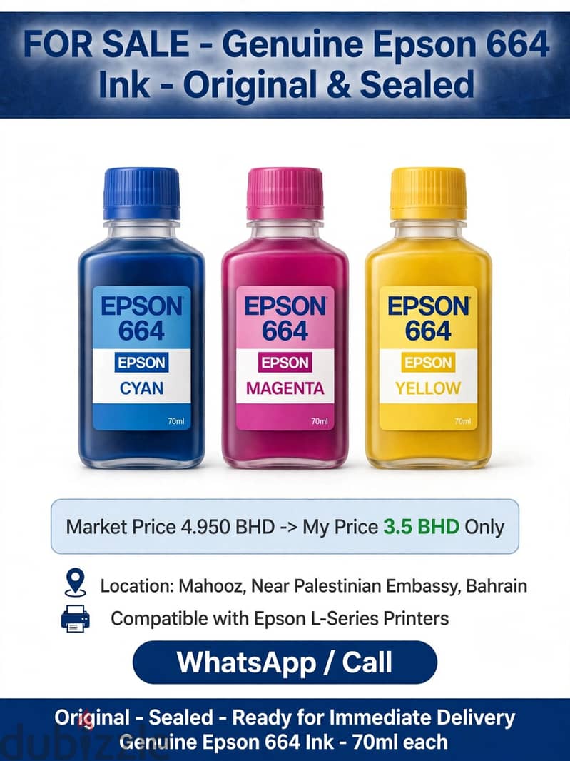 Epson 664 Original Ink - 3.5 BHD Each 2