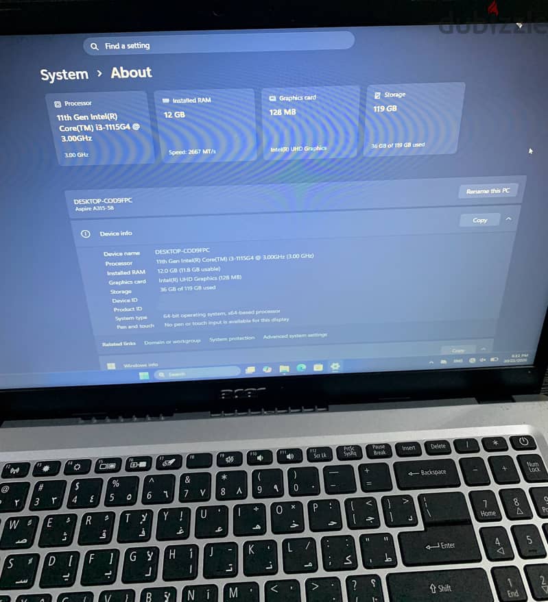 لابتوب acer i3-11th gen 1