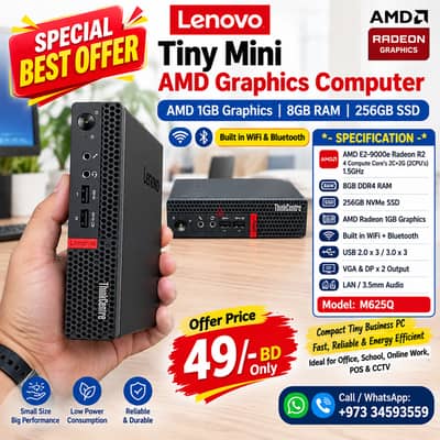 Special Offer LENOVO Tiny Mini AMD 7th Generation Smart PC AMD Graphic