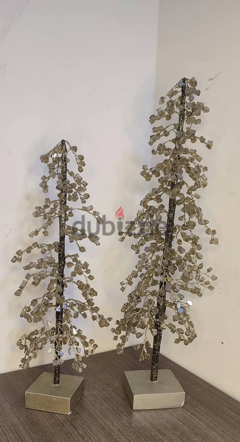 Decorative Mirrors/ Beaded Accent Trees Set 1