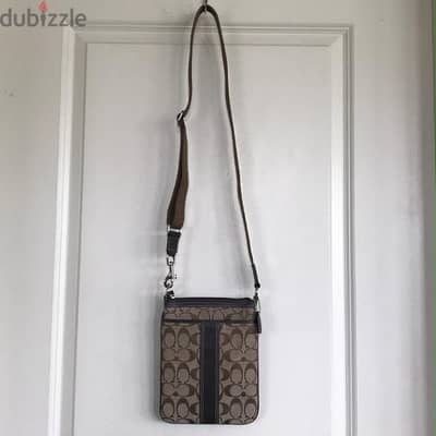 Coach Signature Stripe Swingpack Crossbody Bag.