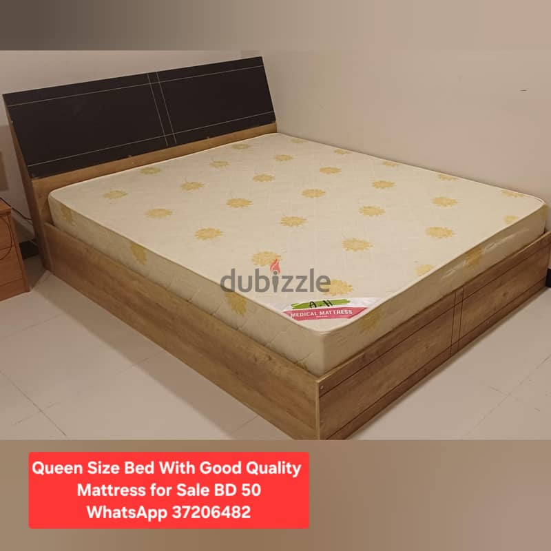 King size Bed with Mattress + side table and other items for sale 14