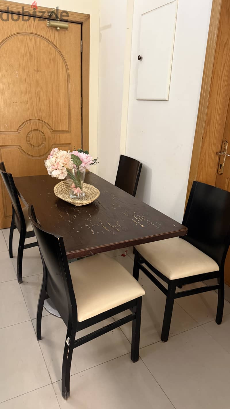 Wooden Dining Table with 5 Chairs for Sale 1