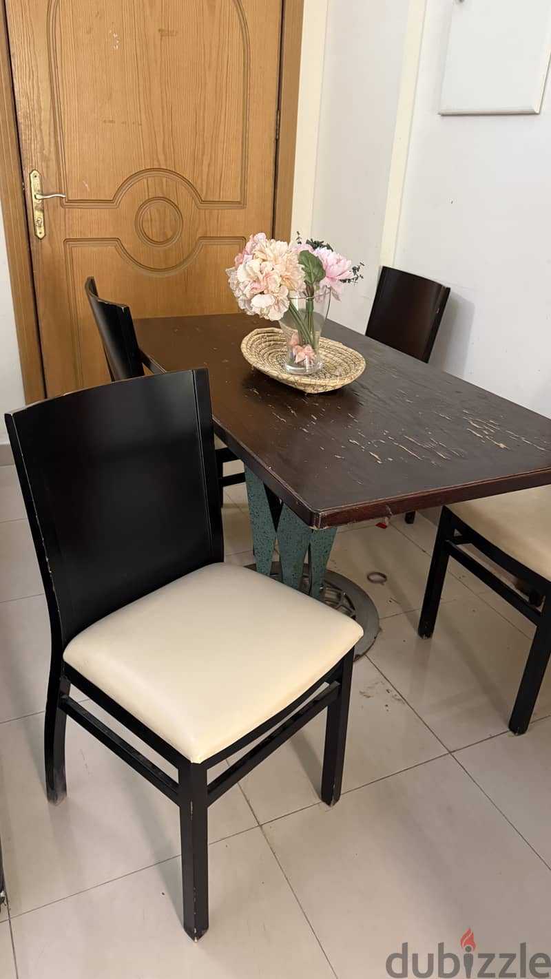 Wooden Dining Table with 5 Chairs for Sale 2