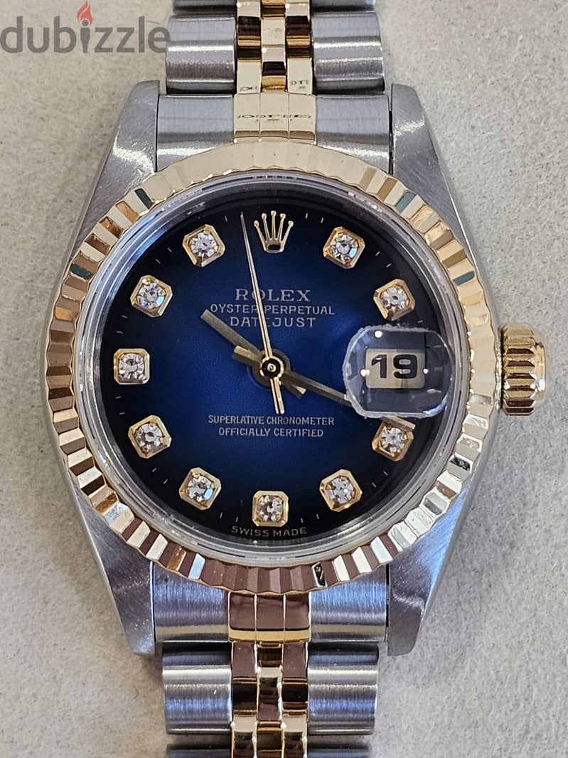 Rolex Lady Datejust 26mm Blue Ombre Diamond Dial 2 Tone 4
