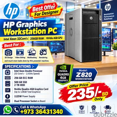 HP Graphics Workstation iIntel Xeon Two Processor 32 Core's 256GB RAM