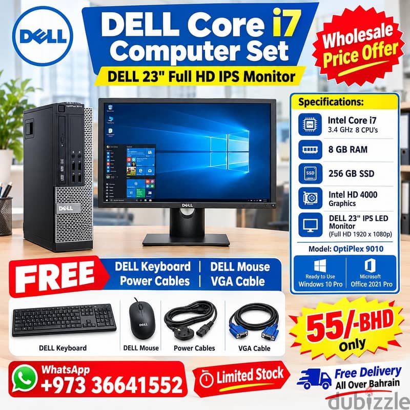 DELL Intel Core i7 Computer Full Set Dell 23" Full HD Monitor 8GB RAM 1