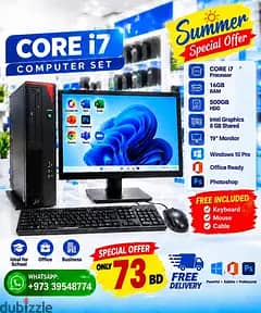Computer Core i7 Desktop Set 16GB RAM 500GB+128GB SSD 20" HD/ 36841488