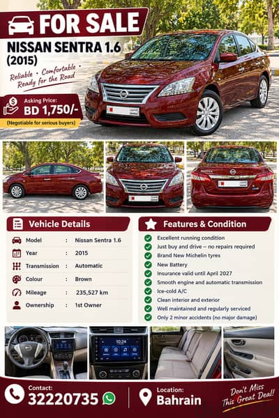 Nissan Sentra 2015 For Sale in Mint condition if anyone interested can