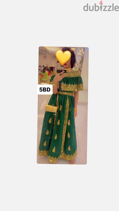 Arabic green & gold tailored Detailed party dress + free jewelry