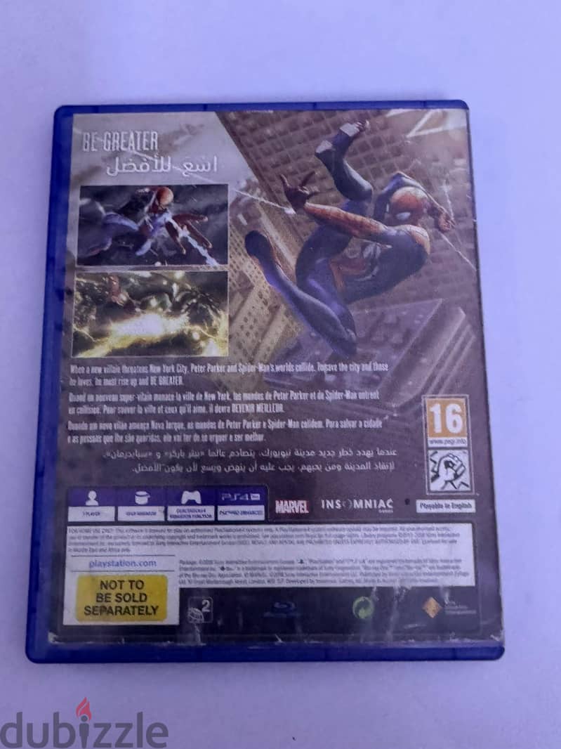 Ps4 spider man CD used claen  لعب لعبة اسبايدر مان مستعمل نظيف 1