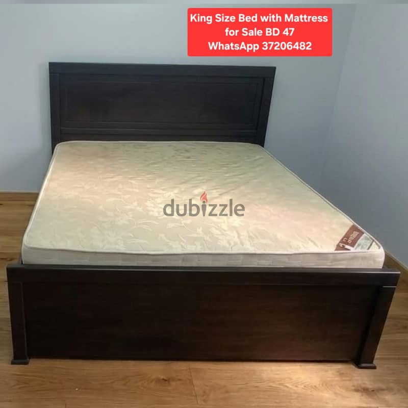King size Bed with Mattress side table and other items for sale 7
