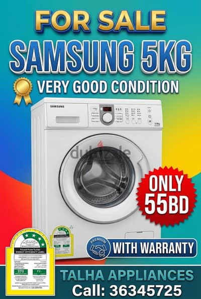 Samsung 5KG Very Good Working Condition Available With Warranty 55BD