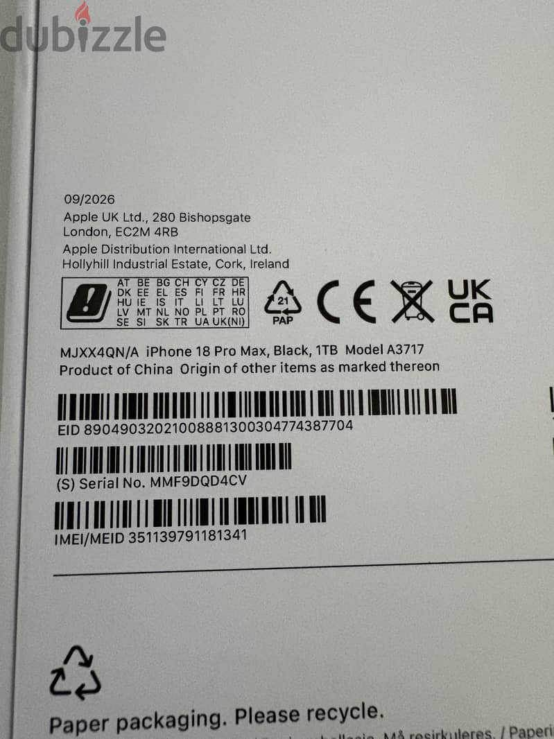 Brand New (Sealed) iPhone 18 Pro Max 1TB Black 2