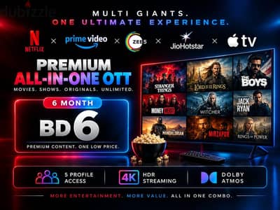 OTT ACCOUNT AVAILABLE • NETFLIX • PRIME VIDEO • DISNEY+ • APPLE TV