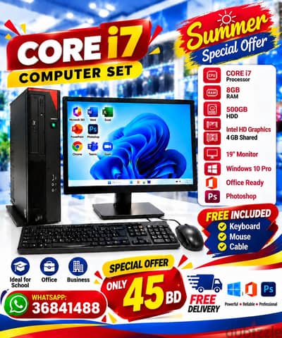 Computer Core i7 Desktop Set 8GB RAM 500GB 19" HD Call/36841488