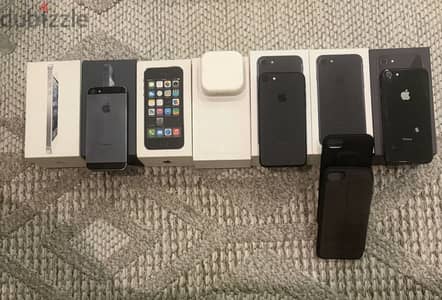 For sale: 3 iphones with box and 4 empty boxes.
