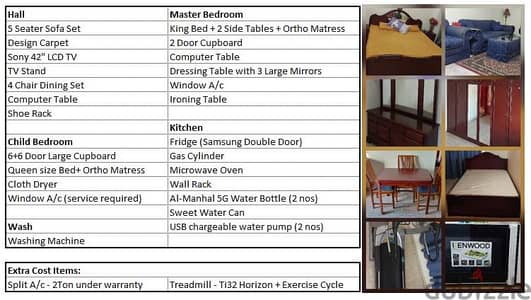 All Furnture & Appliances for 2BHK Vacating
