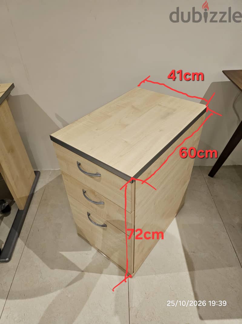 Office Desk + 3-Drawer Cabinet + Office Chair (Matching Set) 3