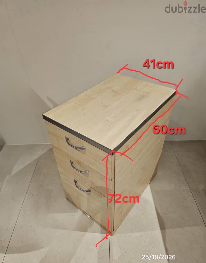 Office Desk + 3-Drawer Cabinet + Office Chair (Matching Set) 5