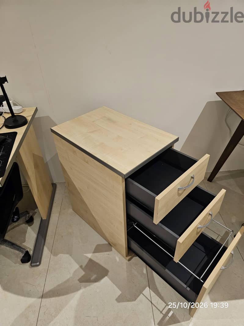 Office Desk + 3-Drawer Cabinet + Office Chair (Matching Set) 6