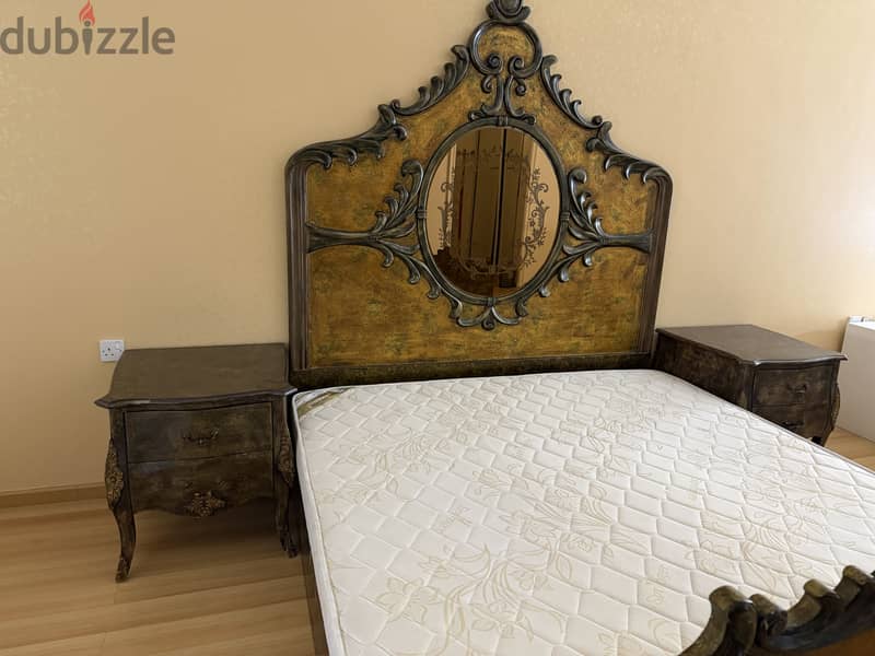 Bed with mattress and 2 side tables 85 BHD 1