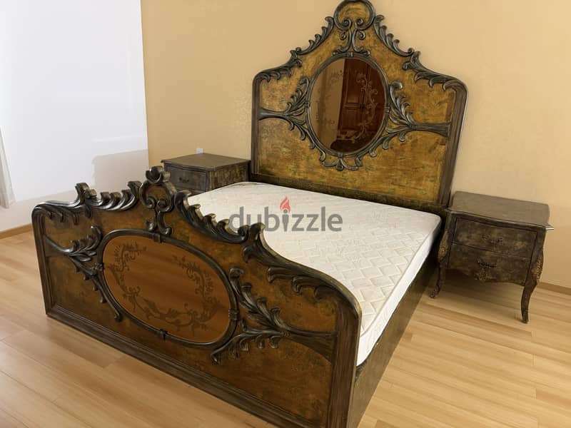 Bed with mattress and 2 side tables 85 BHD 2