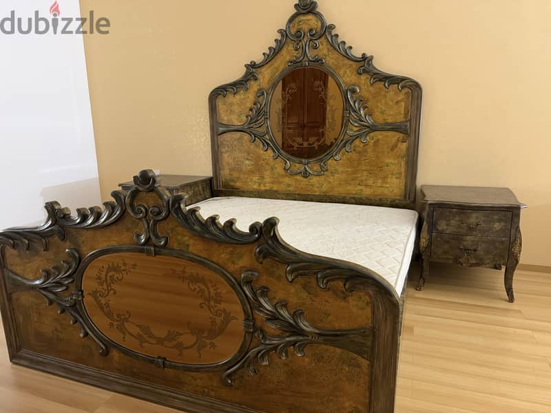Bed with mattress and 2 side tables 85 BHD 6