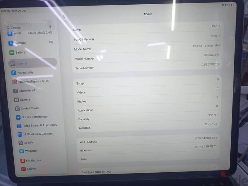 iPad air 13 -inch (M4) WI-FI 256G 2