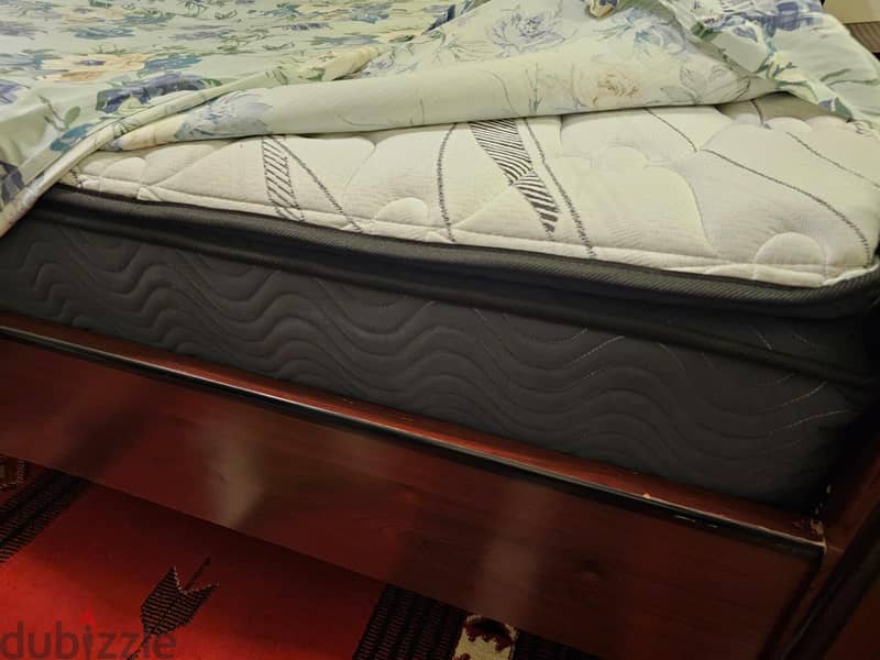 Luxury Wooden Double Bed + Comfortable Spring Mattress 1