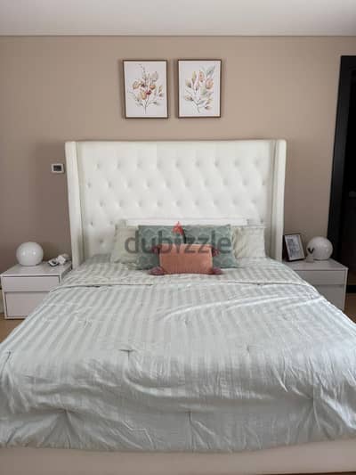 solid wood bed, dresser, sidetables for 120bd
