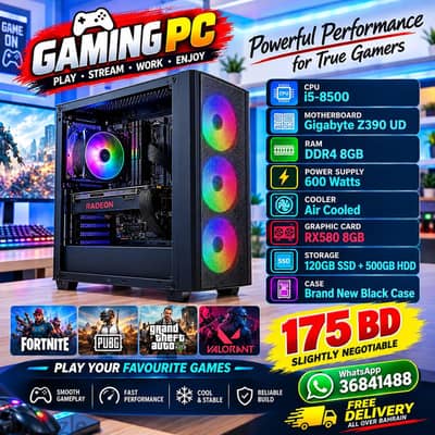 Gaming PC for Sale – i5 8th Gen | RX 580 8GB | Only 175 BD /36841488